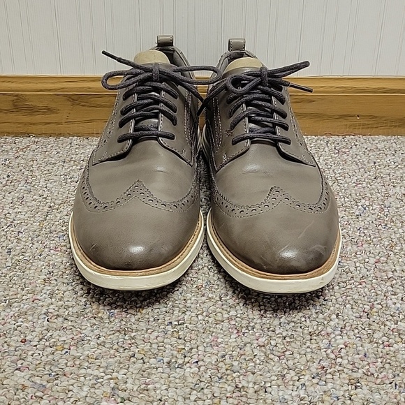 Cole Haan Grandevolution Men\'s Gray Leather Wingtip Derby Shoes Sz 12 main image 4